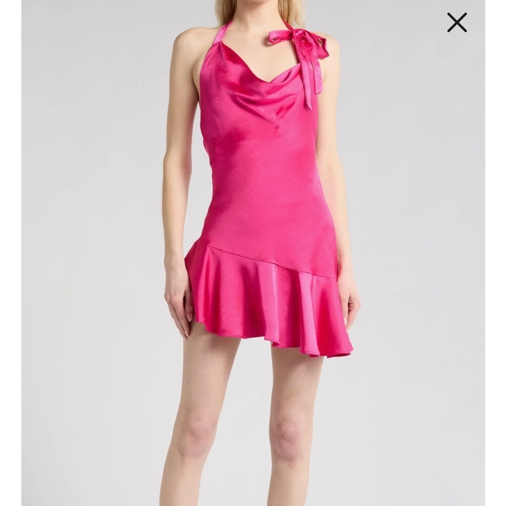 Lush Fuchsia Halter Mini Dress